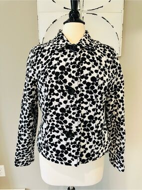 Charter Club Black & White Dot-Pattern Button Jacket